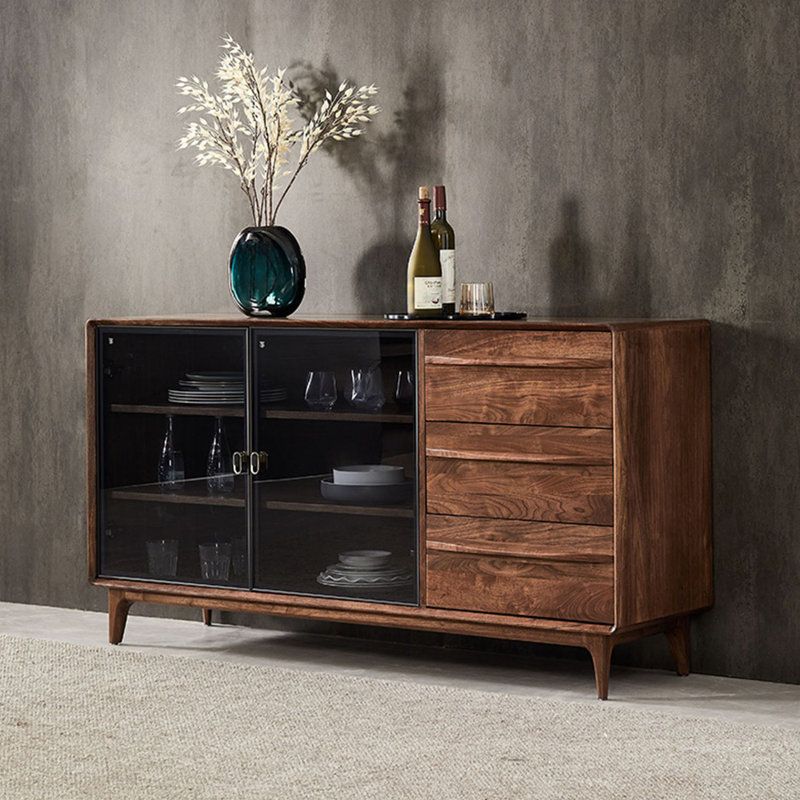 Buffet pratique en bois massif noyer noir pratique 62,99