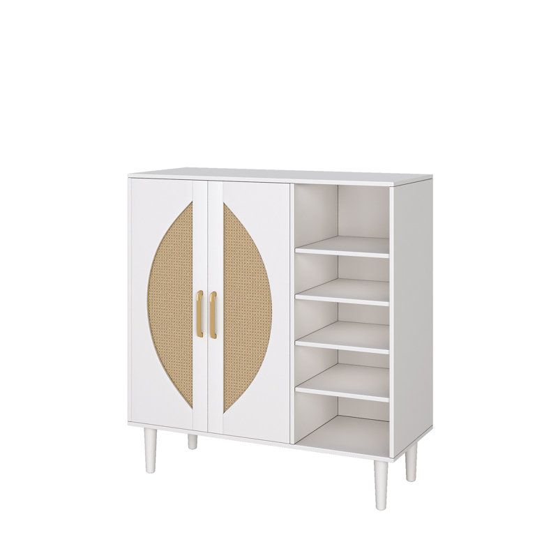 Armoire de rangement pour 20 paires de chaussures avec 2 portes et 8 tablettes réglables pour le vestibule