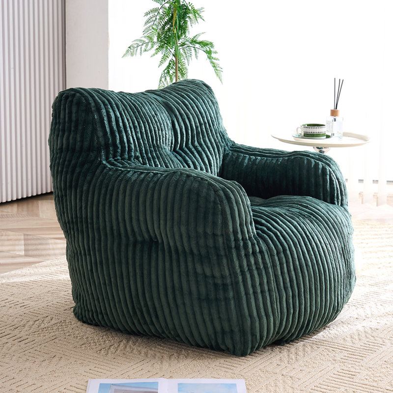 Fauteuil à billes Fluffy, Green, Green Corduroy