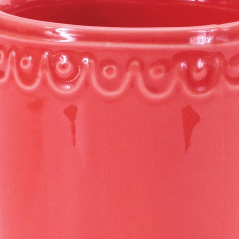 Ensemble de deux cachepots rectangulaires en céramique rose et jaune