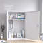 Medicine Storage Box Lockable Steel Wall Cabinet 3-Tier White For Home Use