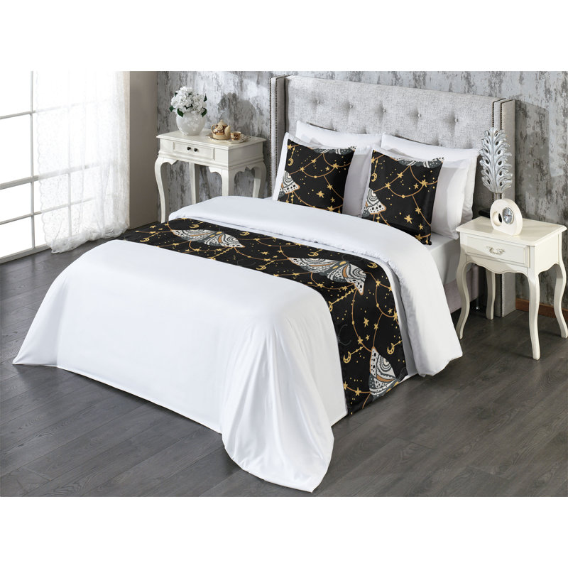 Ensemble de chemin de lit Ambesonne Moth Design Mystic Wingy, Très grand lit
