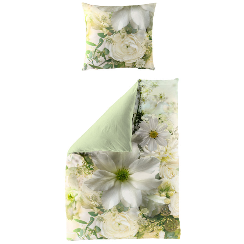 Sateen Flowers Duvet Cover Set with Pillow Shams Included