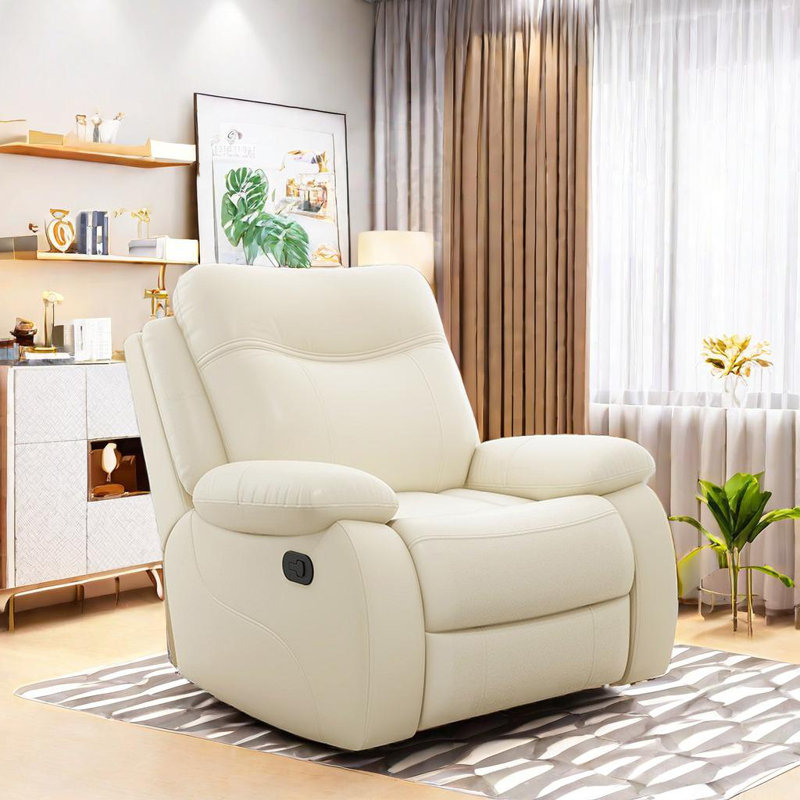 Fauteuil inclinable pivotant en similicuir Sunvir, Ivoire