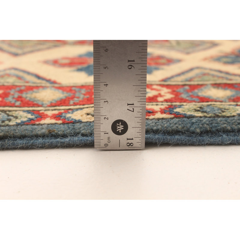 Tapis bleu foncé en laine noué à la main Gazest 5 pi 9 po x 20 pi 5 po