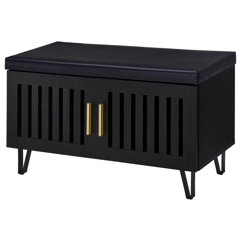 Black 2-door Storage Bench, Black