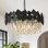 Lustre moderne en cristal noir avec cristaux K9, plafonnier encastré cylindrique à intensité variable pour salon, salle à manger, vestibule et escalier