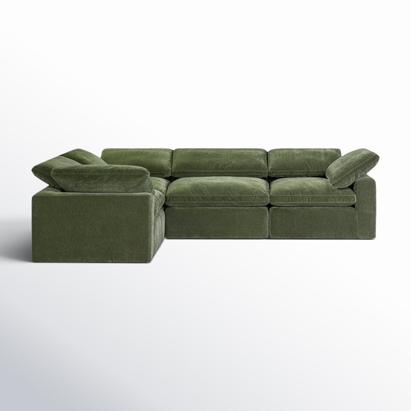 Canapé modulaire 4 pièces Wonardo, Tissu vert Sagano