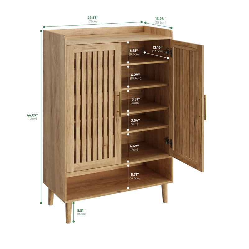 24 Pair Shoe Storage, Beige Wood