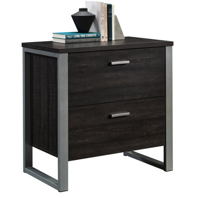 Contemporary 2 Dark Brown Lateral File With All Finish, Lock, Compact For Home Office Setup Cabinet, Full Extension Slides, Silver Frame, System, Quick Assembly