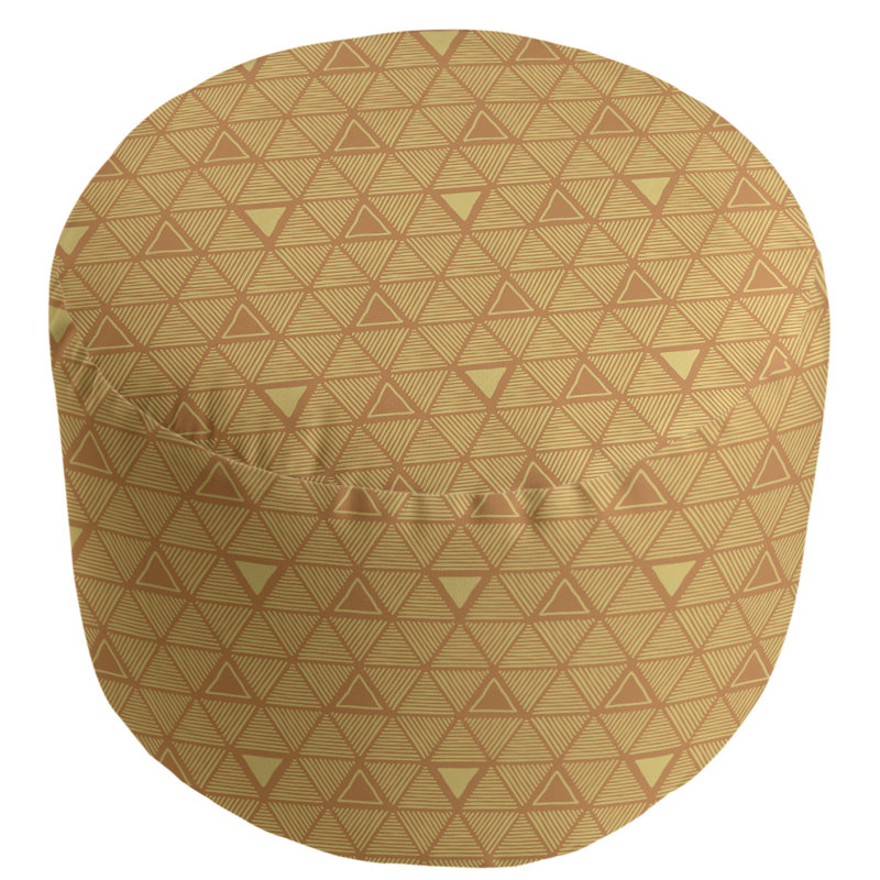 Upholstered Pouf, Orange/Yellow