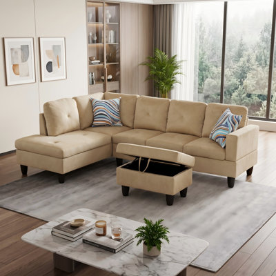 Canapé modulaire rembourré réversible avec repose-pieds