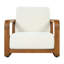 Chaise d'appoint de patio moderne Galvin avec coussin épais et structure en bois d'acacia-130695198