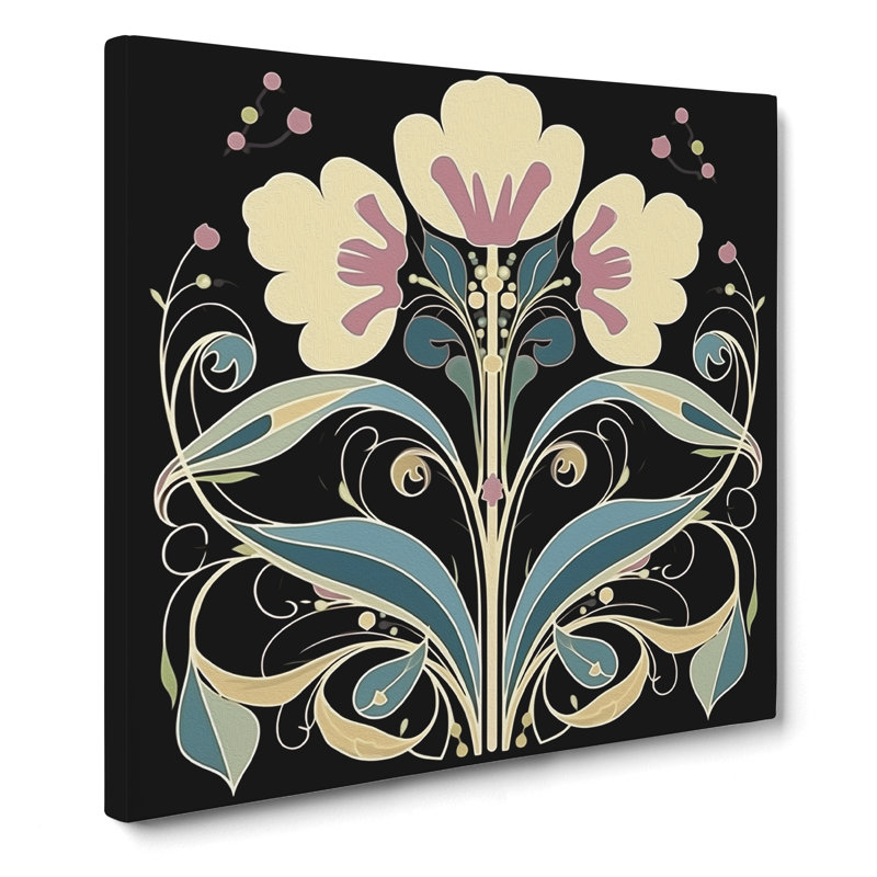 Floral Deco No.2 - Wrapped Canvas