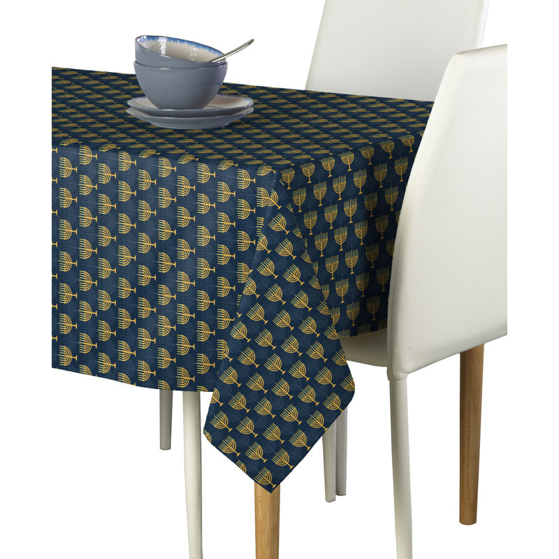 Elmsford Geometric Hanukkah Tablecloth, 120" L x 60" W