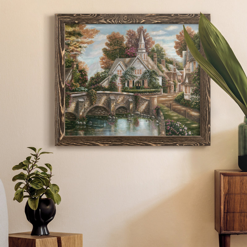 «Country Church», cadre photo, impression sur toile, H 20 po x l 17 po x P 1,5 po, Noyer