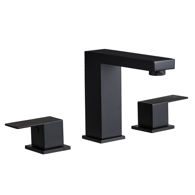Robinet de salle de bain à deux poignées à deux poignées et robinet à trois trous, Noir mat