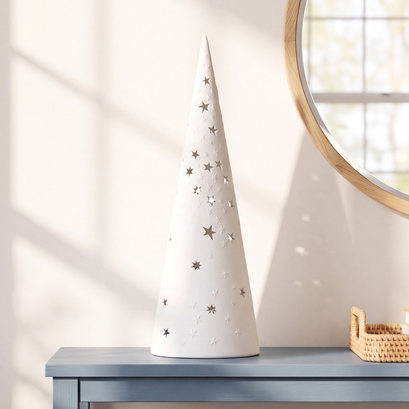 Forest Lighted Stars Porcelain Table Tree