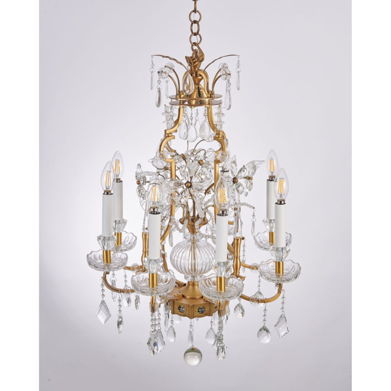Lustre en lumière sacrée, H 30 po x l 22 po x P 22 po, Or brossé, Couleurs mélangées