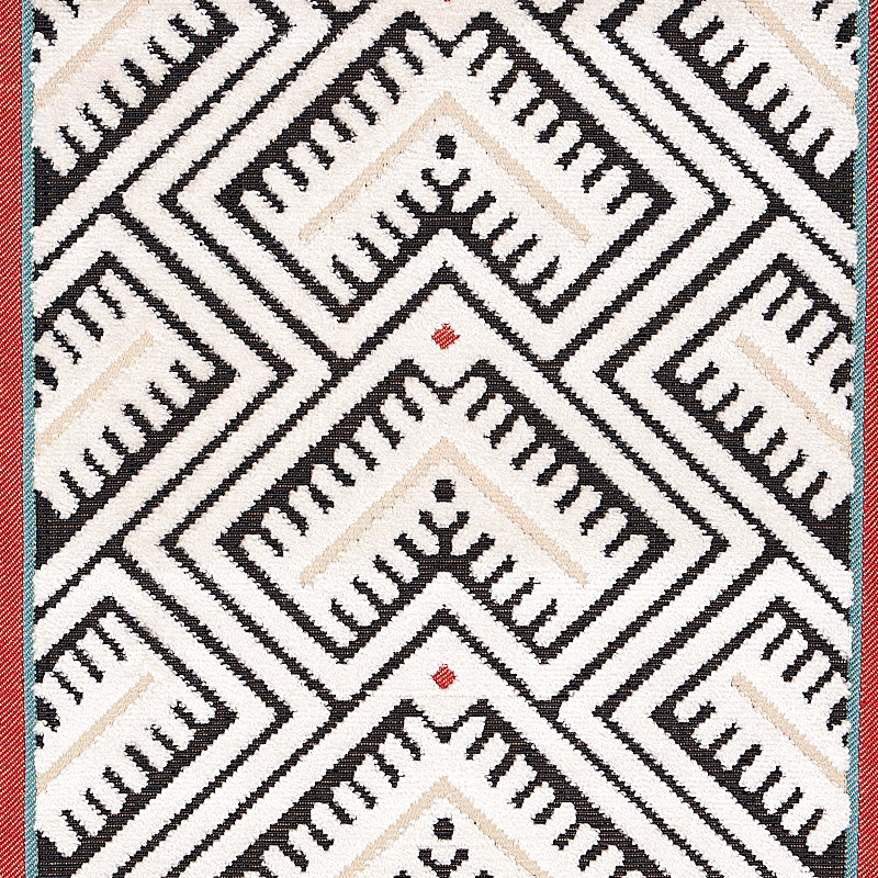 Tissu en velours Parvin, Noir et ivoire