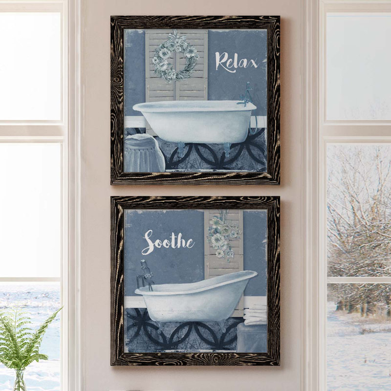 Relax - ensemble de 2 impressions sur toile, H 20 po x l 40 po x P 1,5 po, Toile encadrée noire