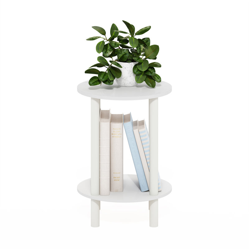 Creekside 2-Tier Round Wooden End Table, Side Table, White/White, White/White