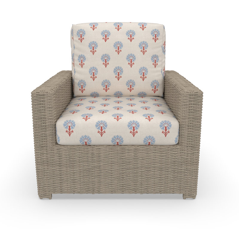 Chaise d'extérieur Henri avec coussins Sunbrella, Sunbrella Mira Bluebell