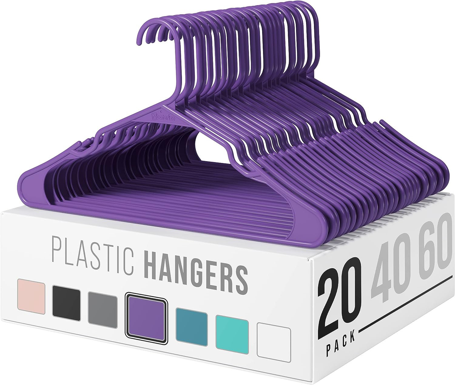 Mainstays Clothing Hangers, 50 Pack, Black, Durable Plastic