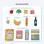Teams Kids Pretend Play Panier d'épicerie en bois + 13 accessoires alimentaires et roulettes pour tout-petits de 3 ans et plus