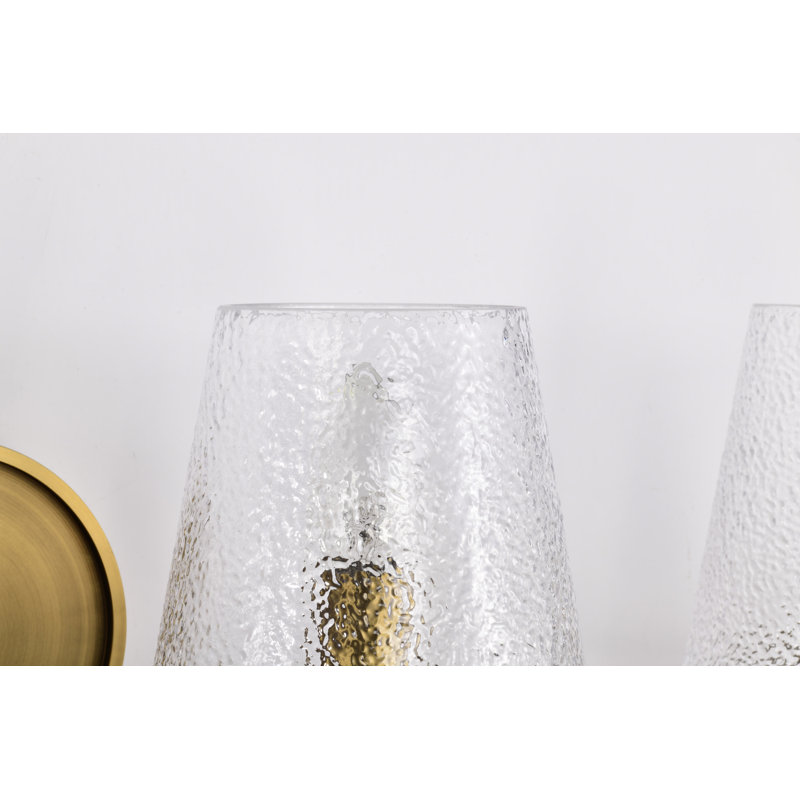 Coiffeuse Sluis - Verre martelé, 32 po de largeur, Laiton rétro, Quatre lumières