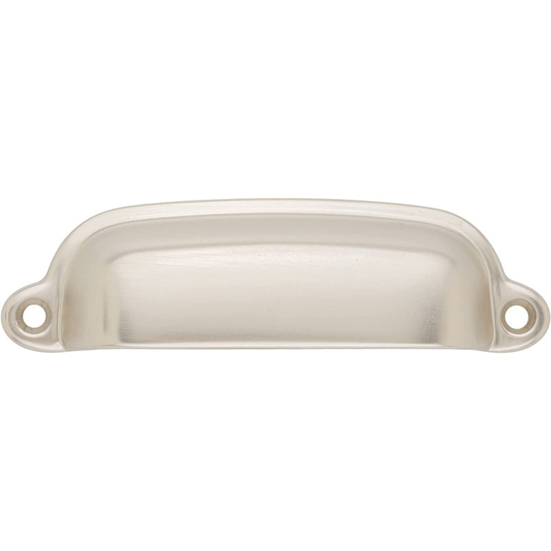 Brushed Nickel Classic Cup Drawer Pull with Mounting Hardware