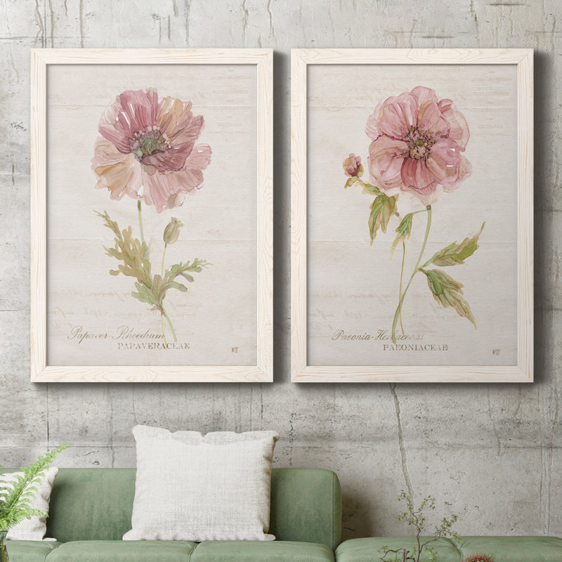 «Soft Poppy», ensemble de reproduction d'art sur toile, Cadre blanc, H 24 po x l 36 po x P 1,5 po