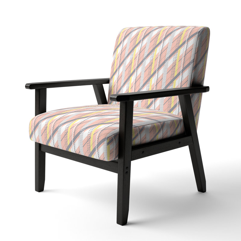 Fauteuil d'appoint rembourré à motif pêche et argent