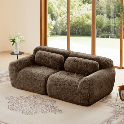 Canapé modulaire à 2 places pour canapé modulaire, conception antidérapante en tissu moelleux et moelleux, éponge haute densité 32D, conception ergonomique sans assemblage, avec coussins décoratifs pour le salon