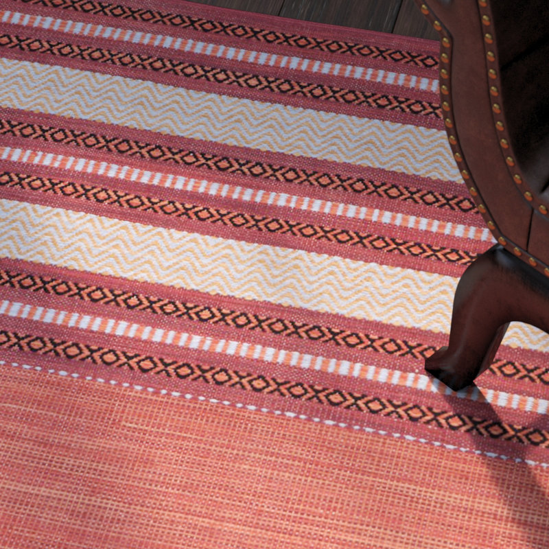 Tapis rouge / ivoire en coton tissé à plat à la main Bokara Hills, Rectangle 8 pi x 10 pi