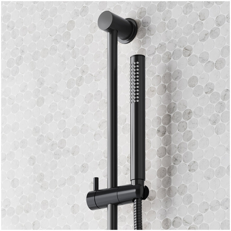 Vassor Thermostatic Shower System With 3 Body Sprays, Slide Bar and Hand Shower - Matte Black, Matte Black
