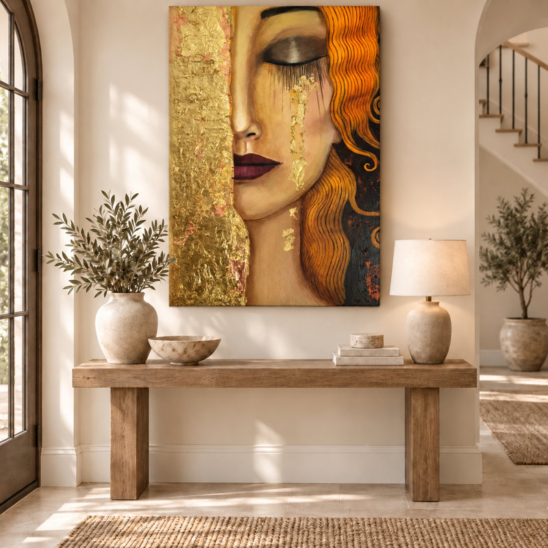 «Freya’s Tears Reproduction» par Gustav Klimt, peinture sur toile tendue, 36" H x 24" W