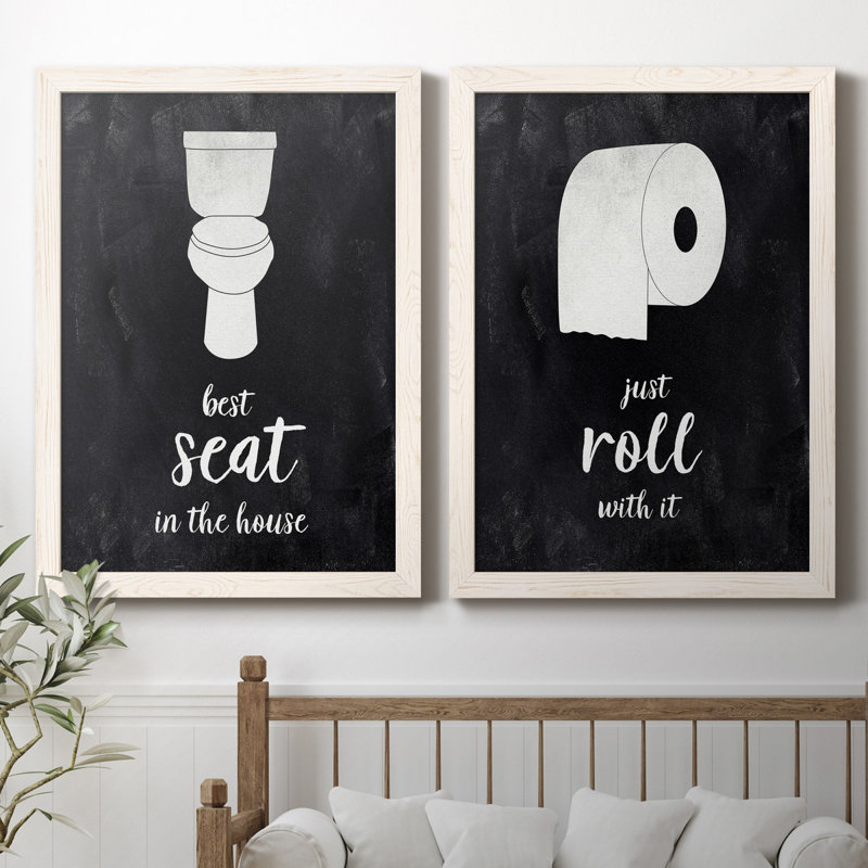 " Best Seat " 2 - Pieces, Picture Framed Canvas, 37.5" H x 55" W, White