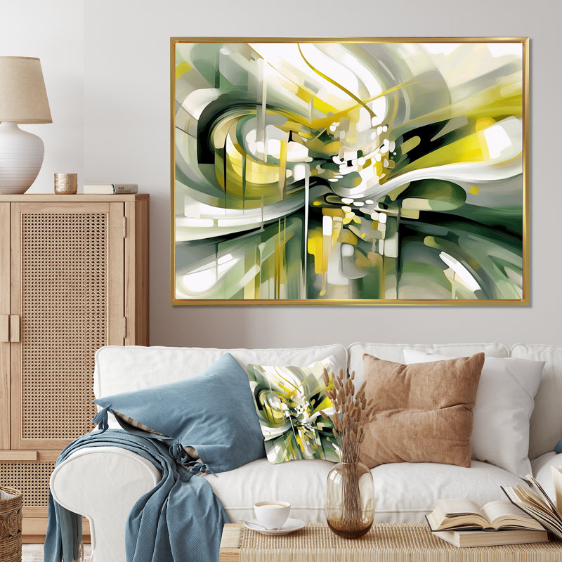 Dynamic Waveforms II - art mural sur toile scandinave, Cadre flottant doré, H 16 po x l 32 po x P 1 po