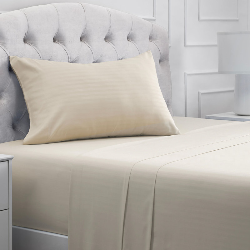 Mellanni 1800 Bed Sheets Twin Striped Beige, Twin Sheet Set, Beige Striped