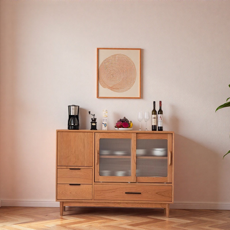 Simple vitrine en verre de style japonais, H 35,43 po x l 47,24 po x P 15,75 po
