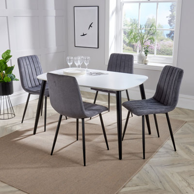 Aspen 1200mm foiled rect. table & 4 fabric chair Set