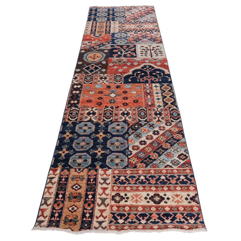 Hand Knotted Wool Area Rug in Multi