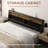 Queen Size Headboard With Led Lights, Storage Cabinet & Built-in Charging Station, Modern Wooden Headboard With Baseboard Groove Design, Easy Assembly-1724079599-1724079602