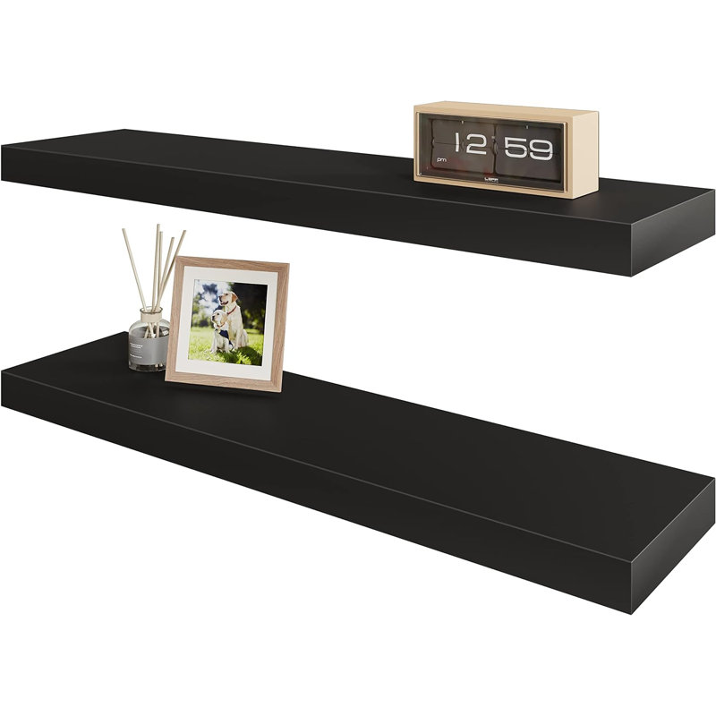 Floating Wall Shelf Set - Modern Minimalist Decor Shelf For Bathroom, Kitchen, Living Room & Bedroom - Sturdy MDF Construction With Concealed Support - Easy Installation & Space-Saving Storage Solution