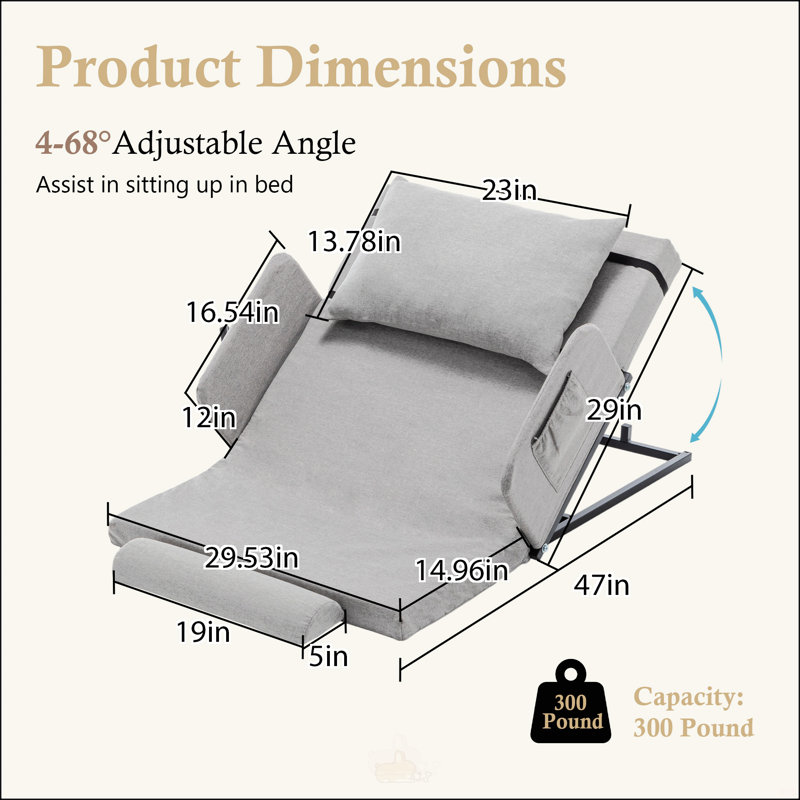 Electric Adjustable Bed Backrest With Safety Rails