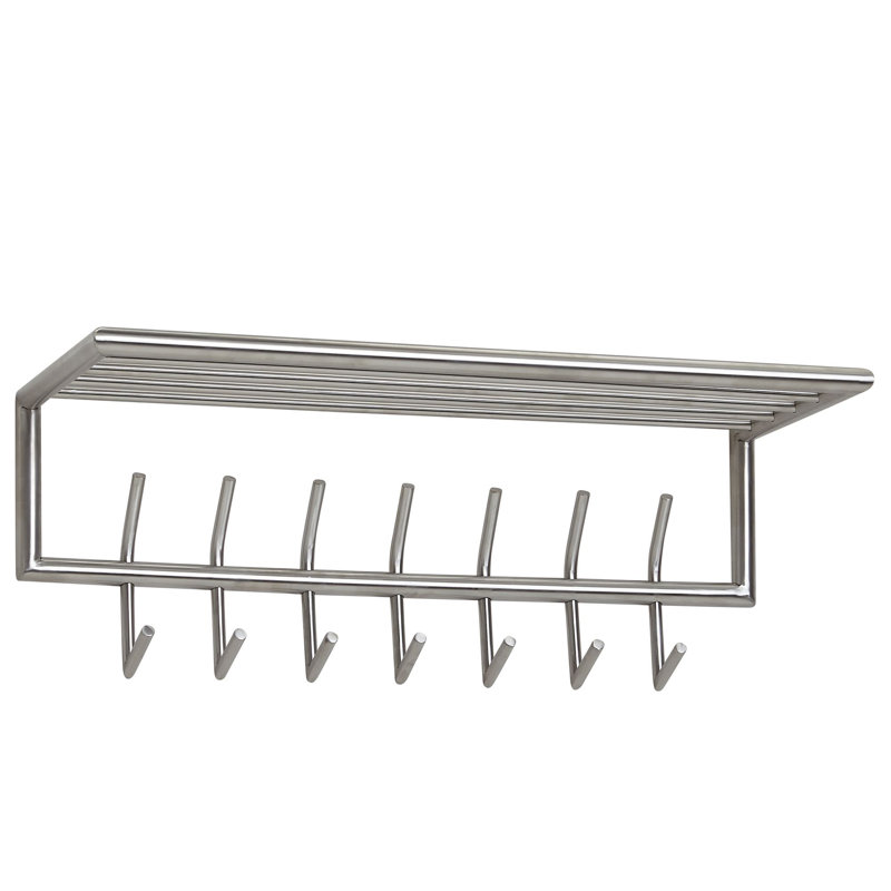 Jansen Steel 14 - Hook Wall Mounted Coat Rack with Storage