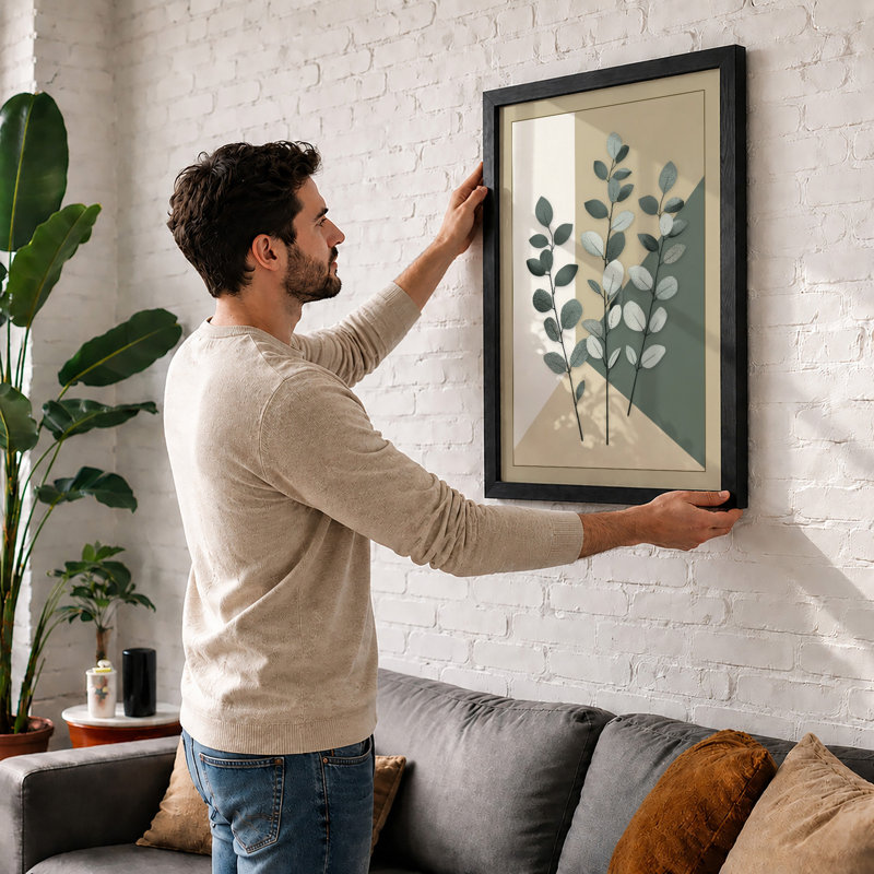 Three Studies Botanical - Framed Print, A2 - 59.4 x 42.0 cm, Walnut