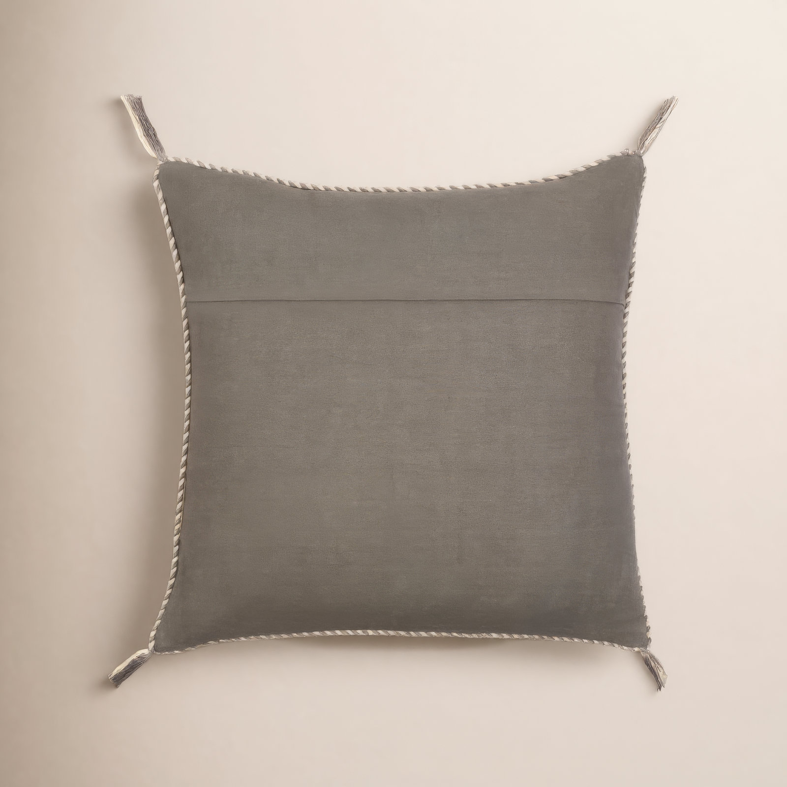 Tenor Tassels Cotton Pillow Cover, 20"H x 20"W, Cream/Black