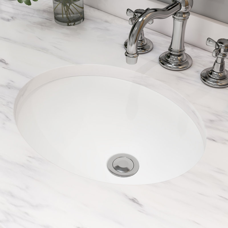 MEJE 17" White Ceramic Oval Undermount Bathroom Sink